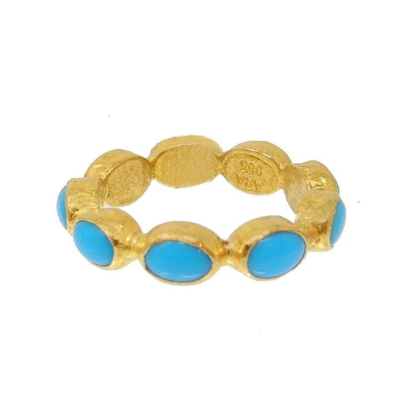 Women’s engagement rings-24K Turquoise Eternity Ring