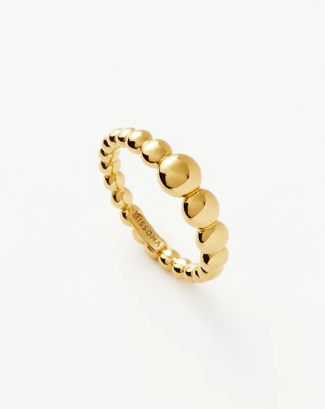 Women’s two-tone rings-Beaded Stacking Ring | 18ct Gold Vermeil