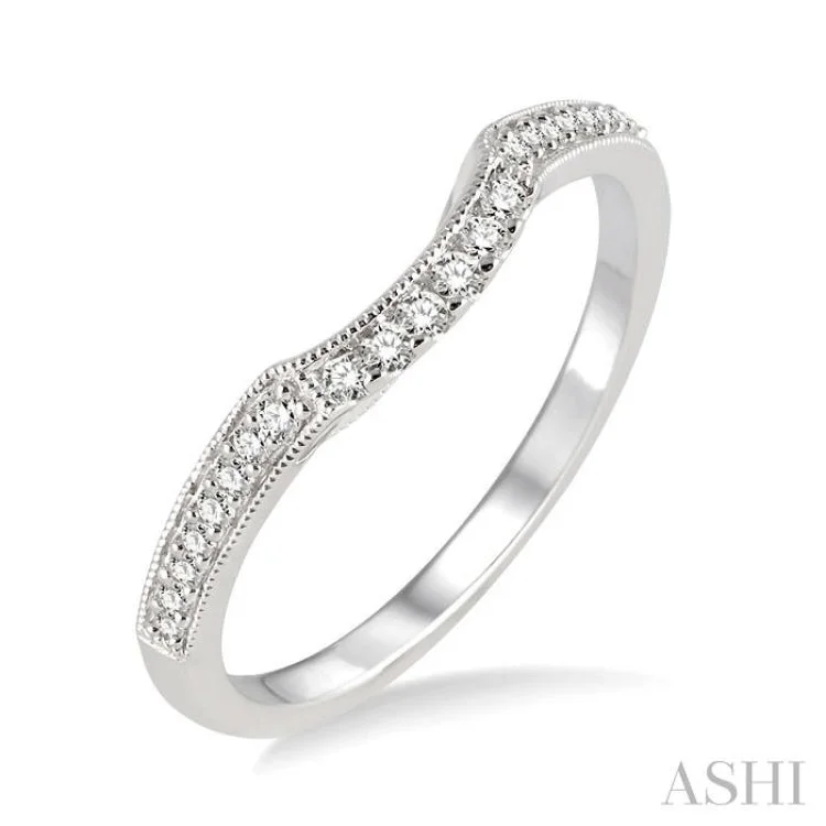 Women’s bold engagement rings-1/6 Ctw Round Cut Diamond Wedding Band in 14K White Gold