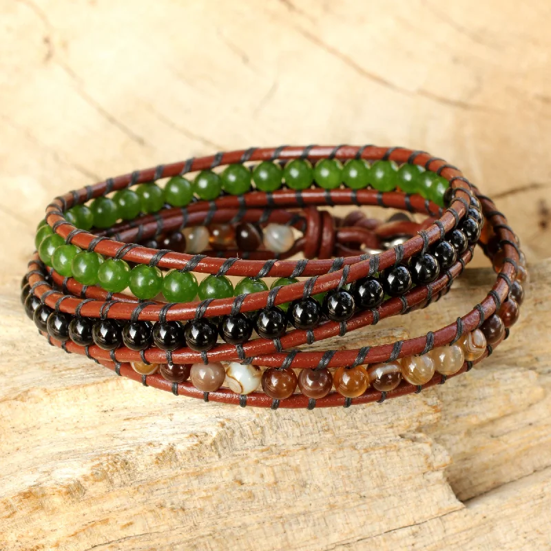 Women’s infinity bracelets-Florid Contrasts Artisan Crafted Multi Gemstone Wrap Bracelet