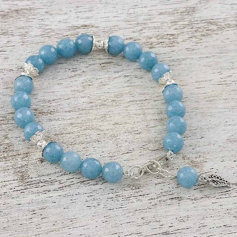 Women’s adjustable bangles-Gentle Sky Light Blue Chalcedony Sterling Silver Gentle Sky Bracelet