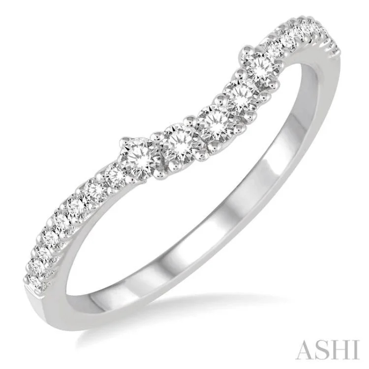 Women’s diamond band engagement rings-1/3 Ctw Round Diamond Wedding Band in 14K White Gold