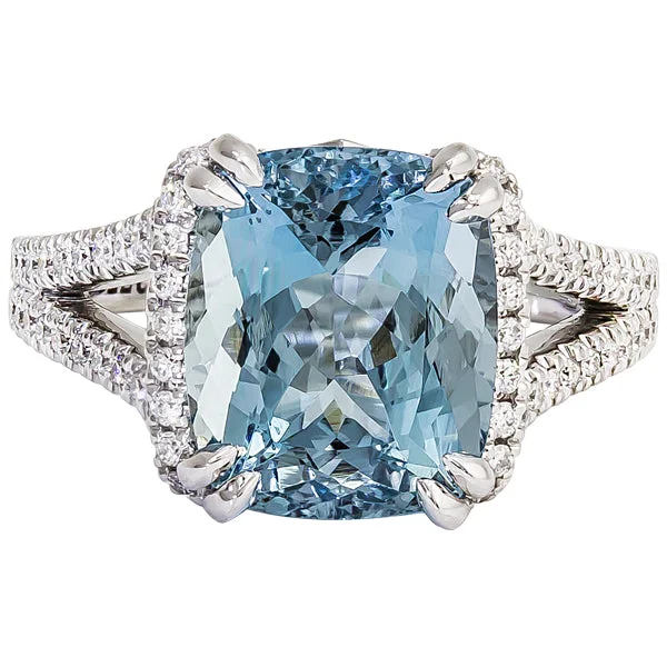 Women’s non-traditional engagement rings-Gems of Distinction Collection's 14k White Gold 5.57ct Aquamarine & .44ctw Diamond Ring