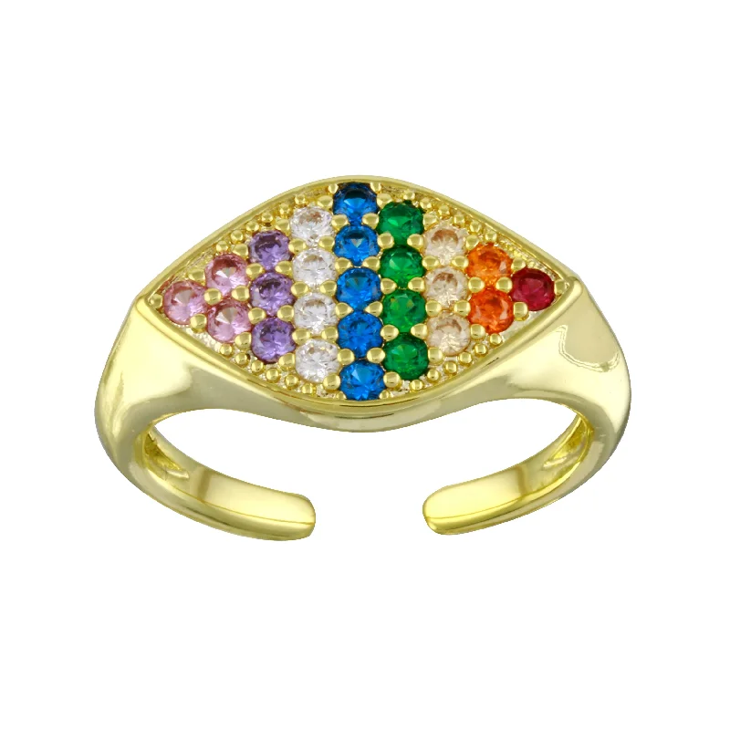 Women’s turquoise rings-Rainbow Signet Ring