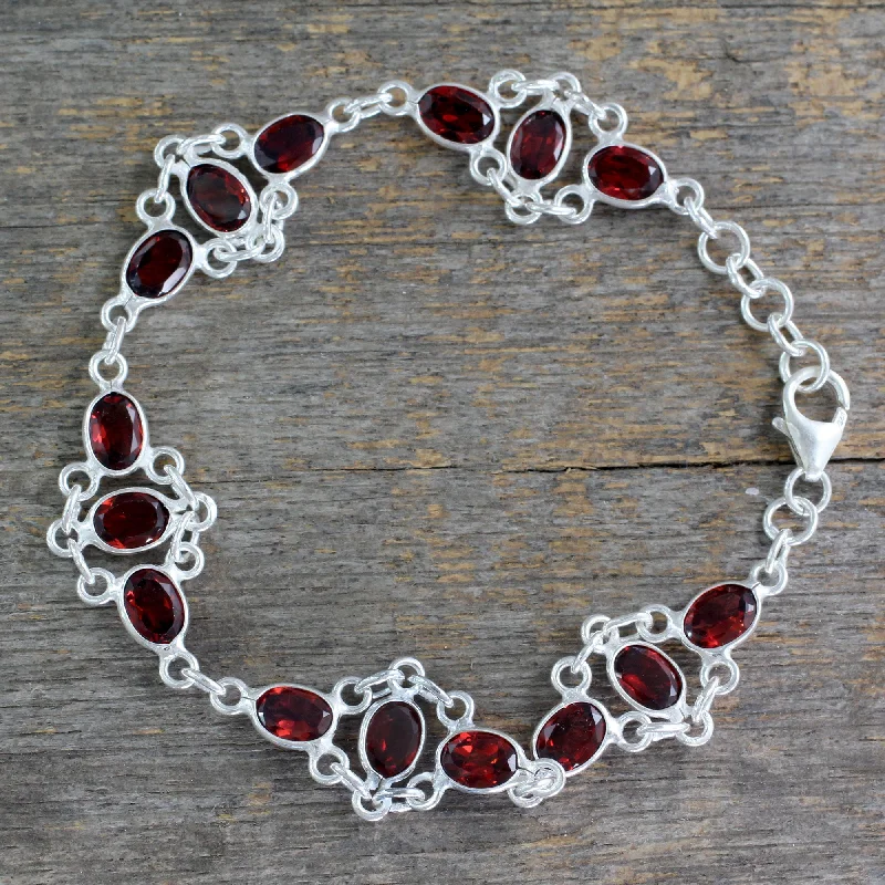 Women’s birthstone bangles-Ecstasy Garnet Link Bracelet