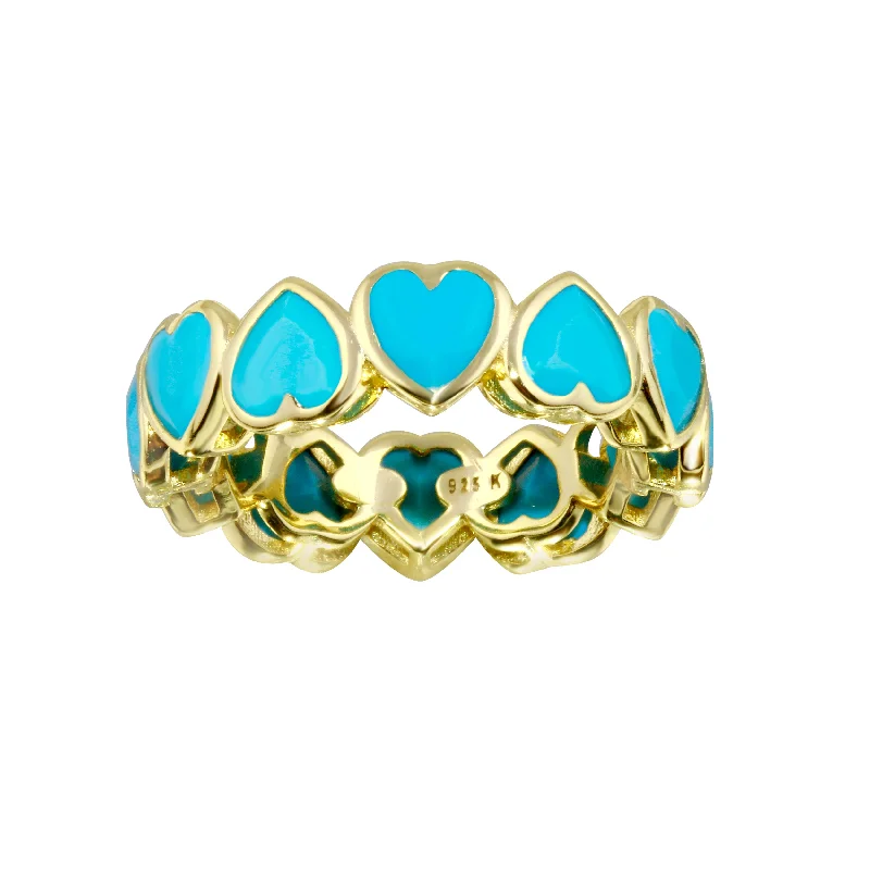 Women’s ruby engagement rings-Turquoise Jumbo Heart Band