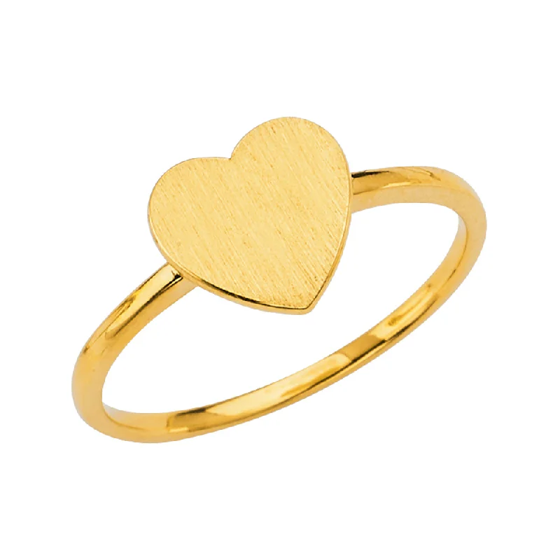 Women’s wedding ring sets-14K Solid Gold Heart Shape Plain Polished Signet Ring