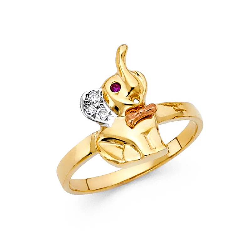 Women’s luxury rings-14K Solid Gold CZ Fancy Elephant Ring