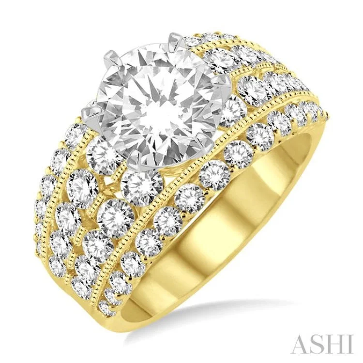 Women’s affordable engagement rings-2 1/10 Ctw Diamond Semi-Mount Engagement Ring in 14K Yellow and White Gold