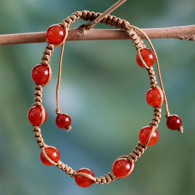 Women’s textured bangles-Blissful Energy Cotton and Carnelian Artisan Crafted Shambhala Bracelet