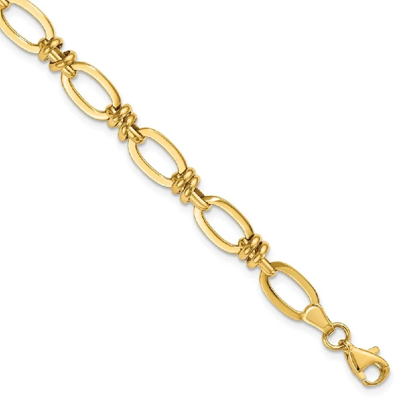 Women’s colorful bracelets-14k Yellow Gold 8mm Fancy Link Bracelet, 7.5"