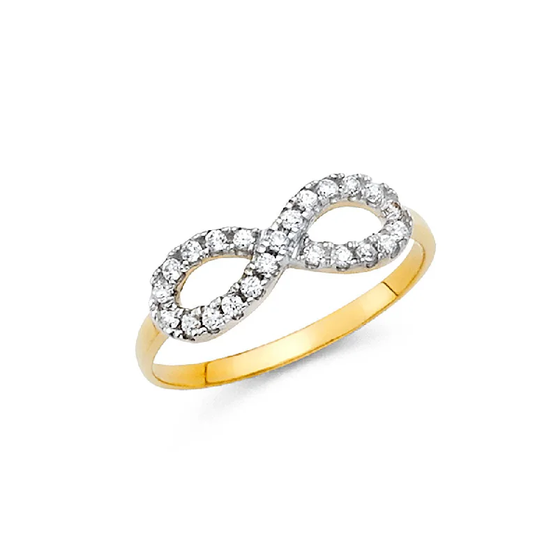 Women’s platinum diamond rings-14K Solid Gold CZ Infinity Forever Ring