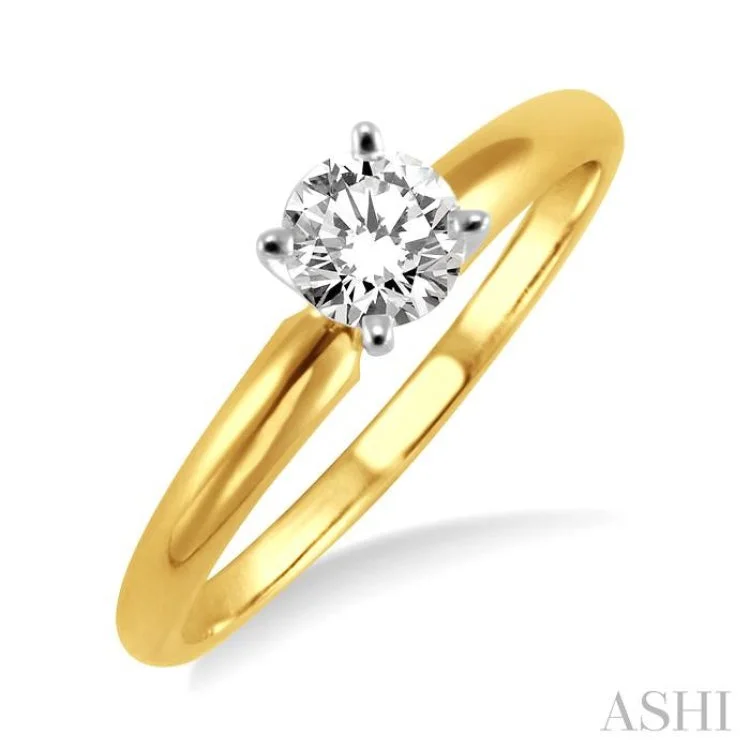 Women’s engagement rings with diamonds-Round Cut Diamond Solitaire Ring in 14K Yellow Gold