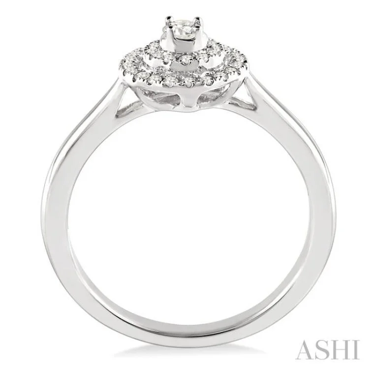 Women’s classic engagement rings-1/5 Ctw Round Shape Diamond Fashion Ring in 14K White Gold