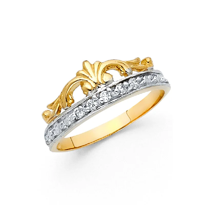 Women’s luxury rings-14K Solid Gold CZ Fancy Ring