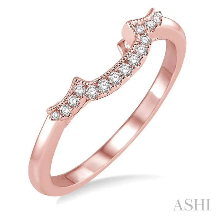 Women’s double halo engagement rings-1/10 Ctw Round Cut Diamond Wedding Band in 14K Rose Gold