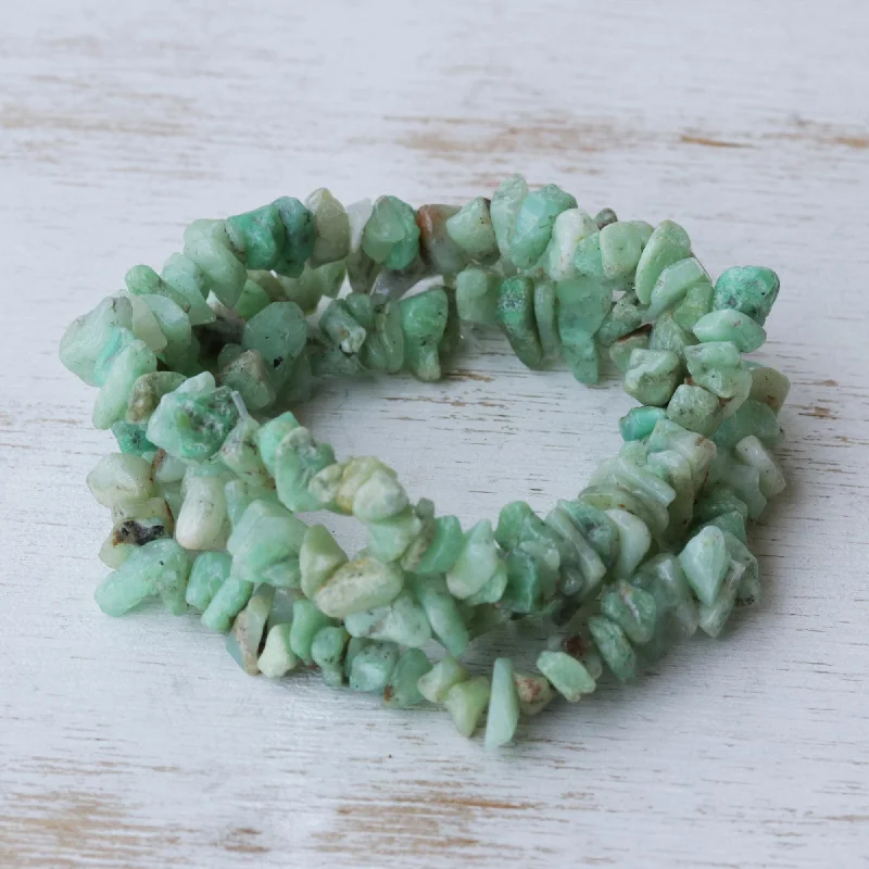 Women’s shiny silver bracelets-Wonders Unique Chrysoprase Beaded Bracelets (Set of 3)