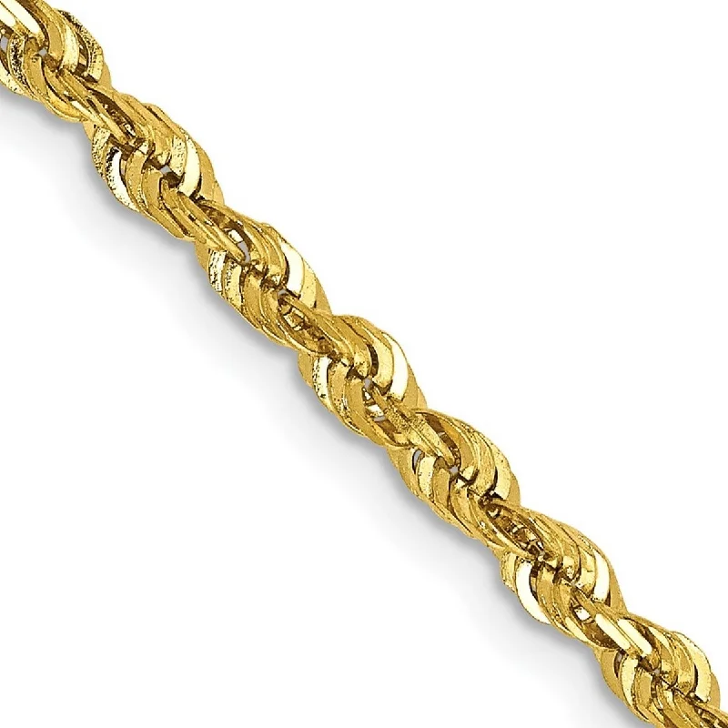 Women’s chunky bracelets-Curata 10k Yellow Gold 2.75mm Sparkle Cut Extra Lite Rope Chain Bracelet