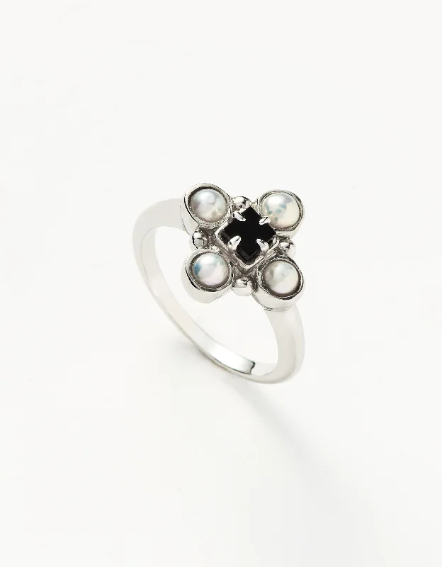 Women’s opal rings-Harris Reed Quartet Ring | Sterling Silver/Pearl & Black Onyx