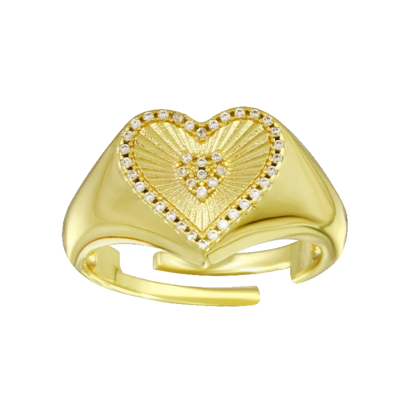 Women’s aquamarine rings-Fluted Heart Ring