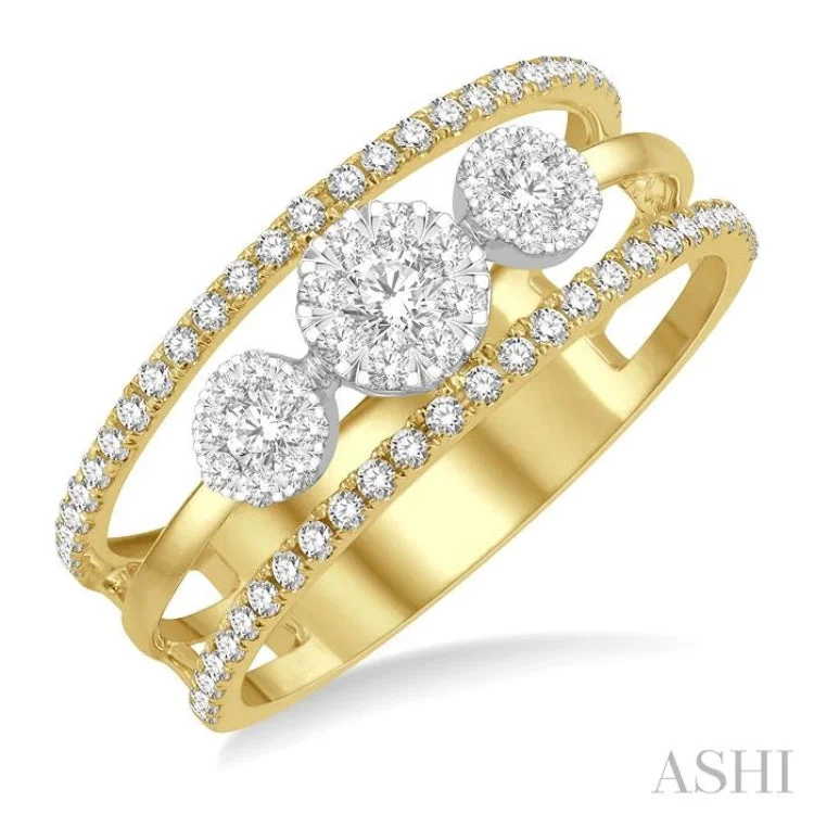 Women’s engagement rings with yellow diamonds-1/2 Ctw Lovebright Round Cut Diamond Ladies Ring in 14K Yellow and White Gold