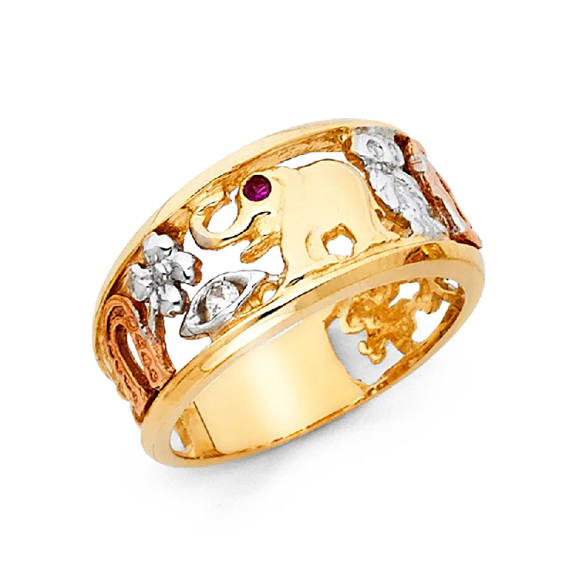 Women’s mixed metal rings-14K Solid Gold Lucky Symbol Ring