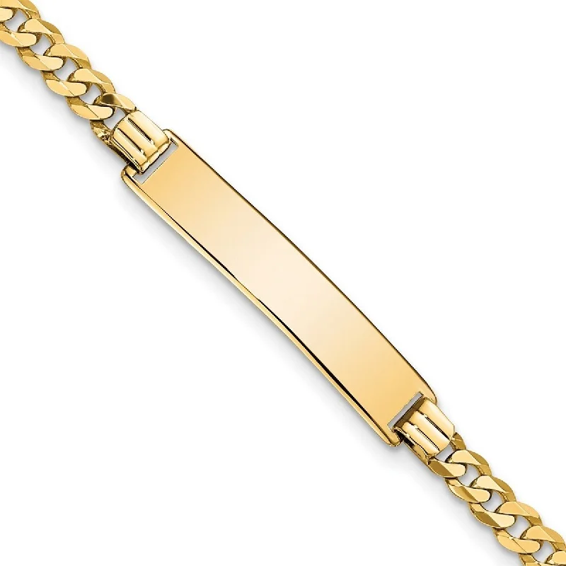 Women’s cute bangles-Curata 10k Yellow Gold 6.3mm Engravable Flat Curb Link ID Bracelet