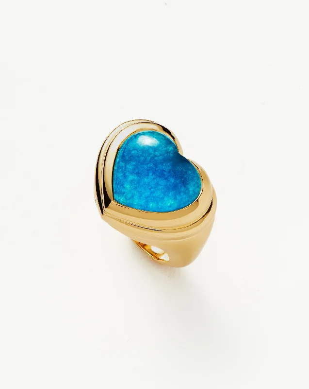 Women’s personalized rings-Jelly Heart Gemstone Ring | 18ct Gold Plated/Blue Quartz