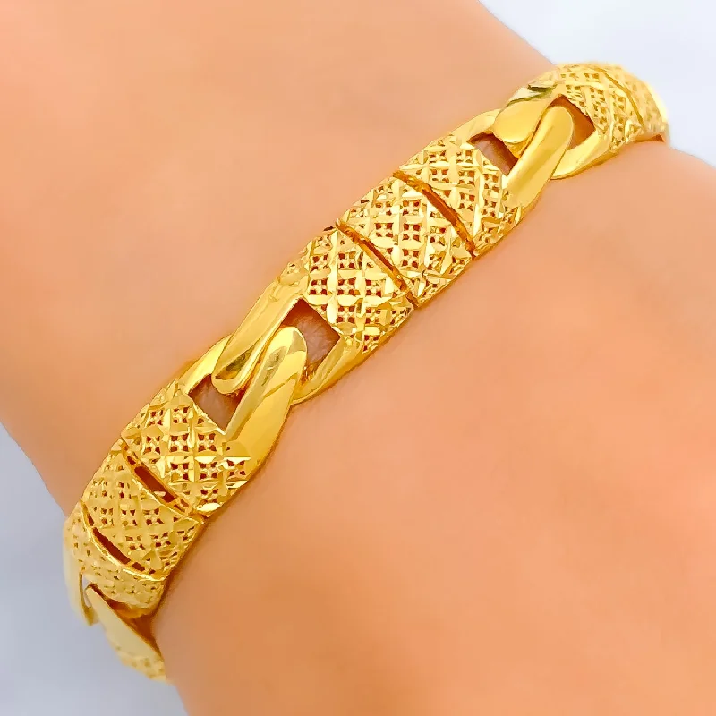 Women’s wedding bracelets-Bright Mesh Interlinked 22k Gold Bracelet