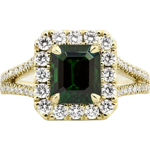 Women’s engagement rings with sapphire accents-Gems of Distinction Collection's 14k Yellow Gold 2.47ct Tsavorite & .76ctw Diamond Ring