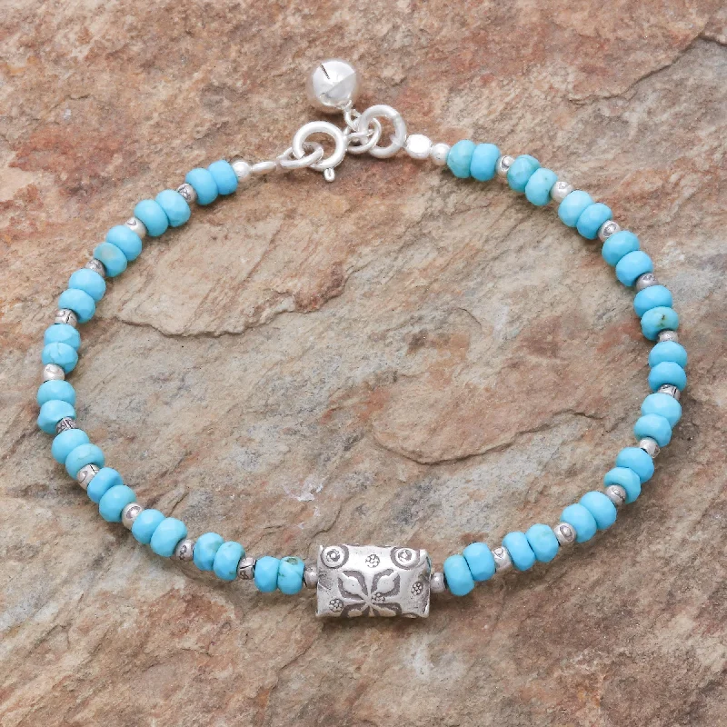 Women’s minimalist bangle bracelets-Sky Harmony Karen Hill Tribe Silver and Recon. Turquoise Bracelet