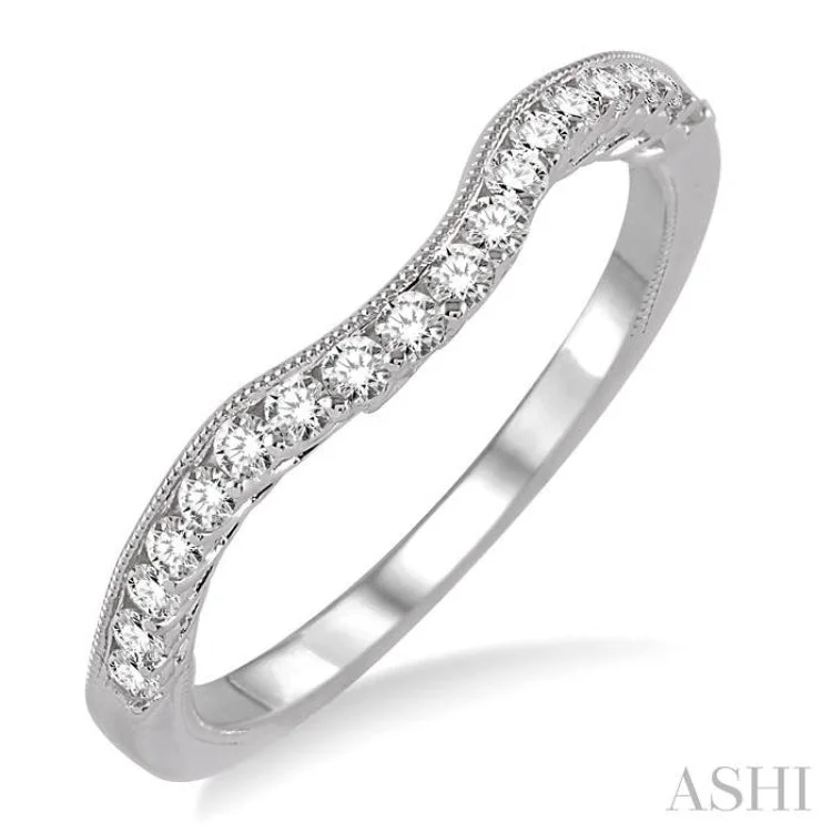 Women’s non-diamond engagement rings-1/6 Ctw Round Cut Diamond Wedding Band in 14K White Gold