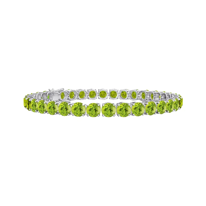 Women’s charm bracelets-13.20 CT Natural Peridot Sterling Silver Tennis Bracelet for Women