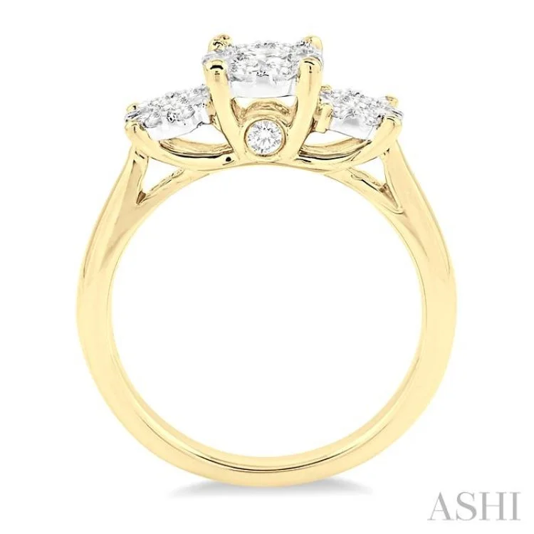 Women’s engagement rings with baguette diamonds-1 Ctw Lovebright Round Cut Diamond Ring in 14K Yellow and White Gold