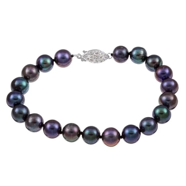 Women’s luxury silver bracelets-Black Freshwater Pearl Classic 7.25-inch Bracelet (8-9 mm)