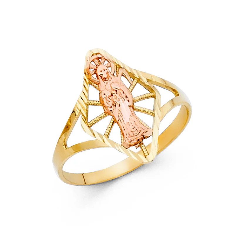 Women’s floral rings-14K Solid Gold Santa Muerte Grim Reaper Ring