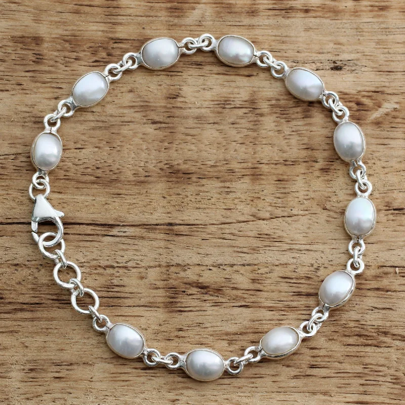 Women’s zodiac bracelets-Romantic Aura Pearl & Silver Bracelet