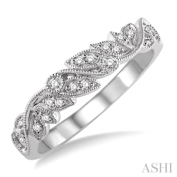 Women’s white gold engagement rings-1/10 Ctw Round Cut Diamond Wedding Band in 14K White Gold