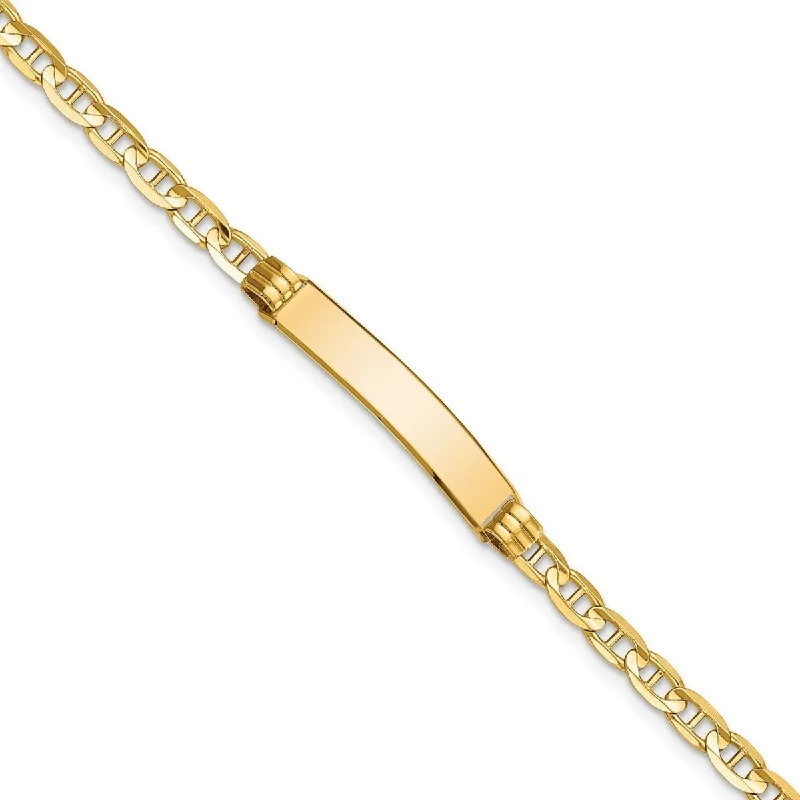 Women’s tennis bracelets-Curata 10k Yellow Gold Engravable 5.1mm Mariner Anchor Link ID Bracelet