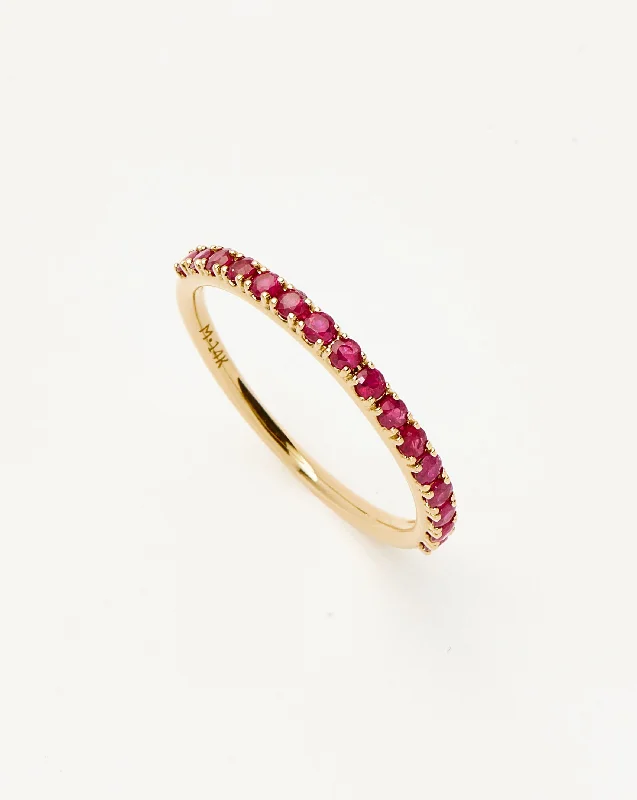 Women’s vintage rings-Fine Half Eternity Ruby Ring | 14ct Solid Gold/Ruby