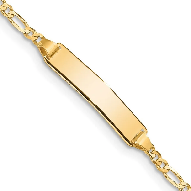 Women’s adjustable bracelets-Curata 4.43mm 10k Yellow Gold Engravable Figaro Link ID Bracelet