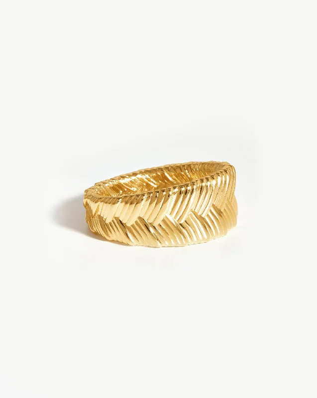 Women’s gold rings-Wide Braid Ring | 18ct Gold Plated