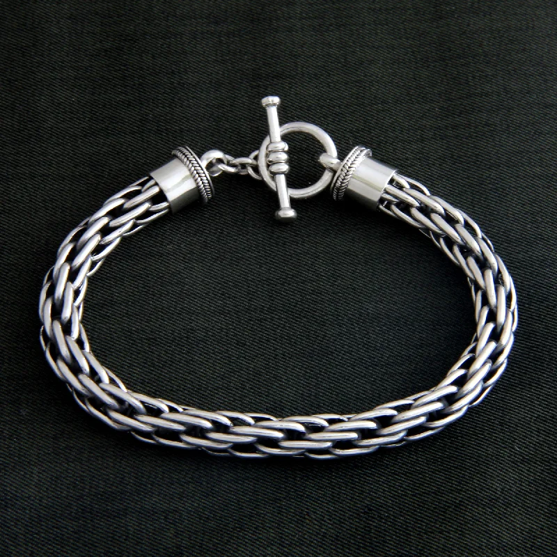 Women’s pearl bangles-Courage Sterling Silver Chain Bracelet from Indonesia