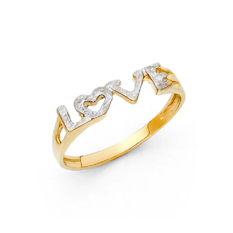 Women’s black diamond rings-14K Solid Gold Love Ring