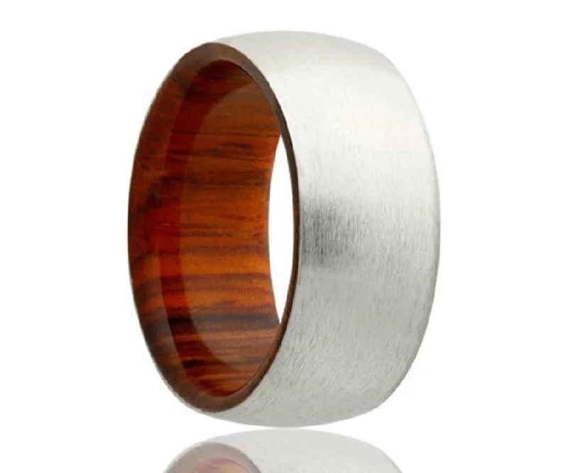 Women’s stackable diamond rings-Cobalt Cocobolo Wood Inlay Ring