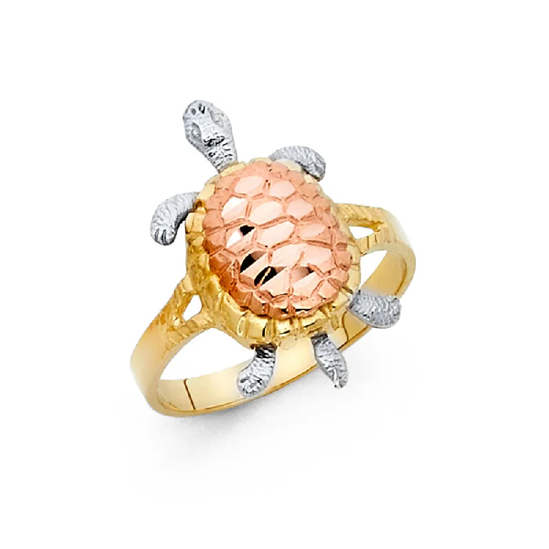 Women’s modern rings-14K Solid Gold Fancy Turtle Ring