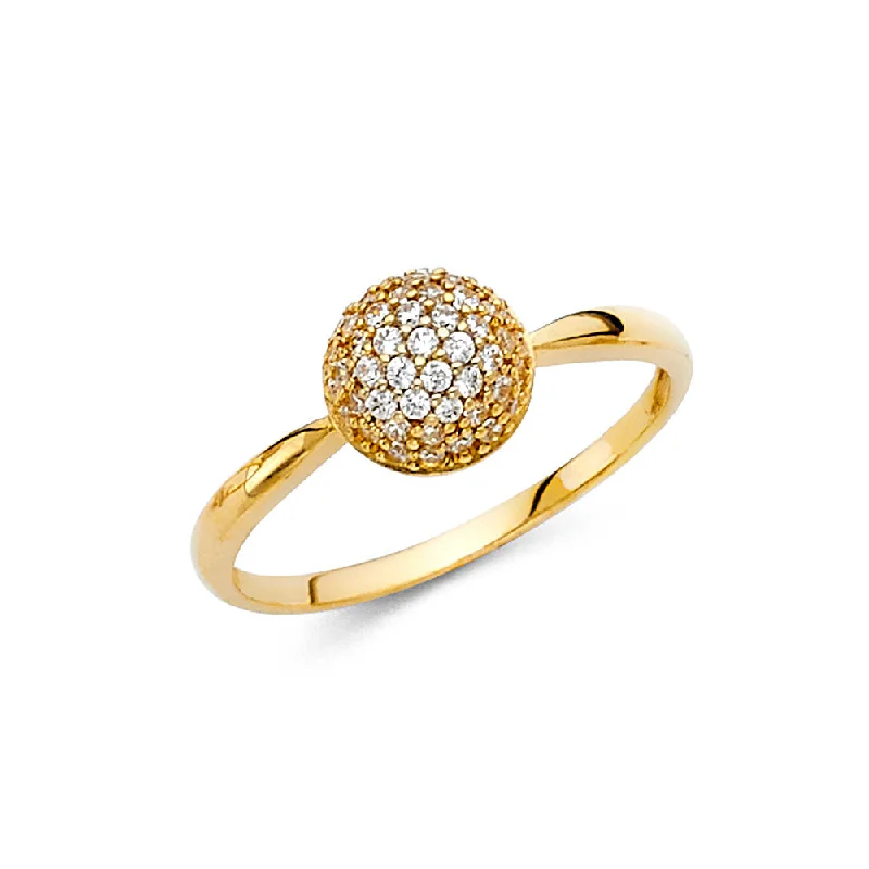 Women’s adjustable gemstone rings-14K Solid Gold CZ Fancy Ball Ring