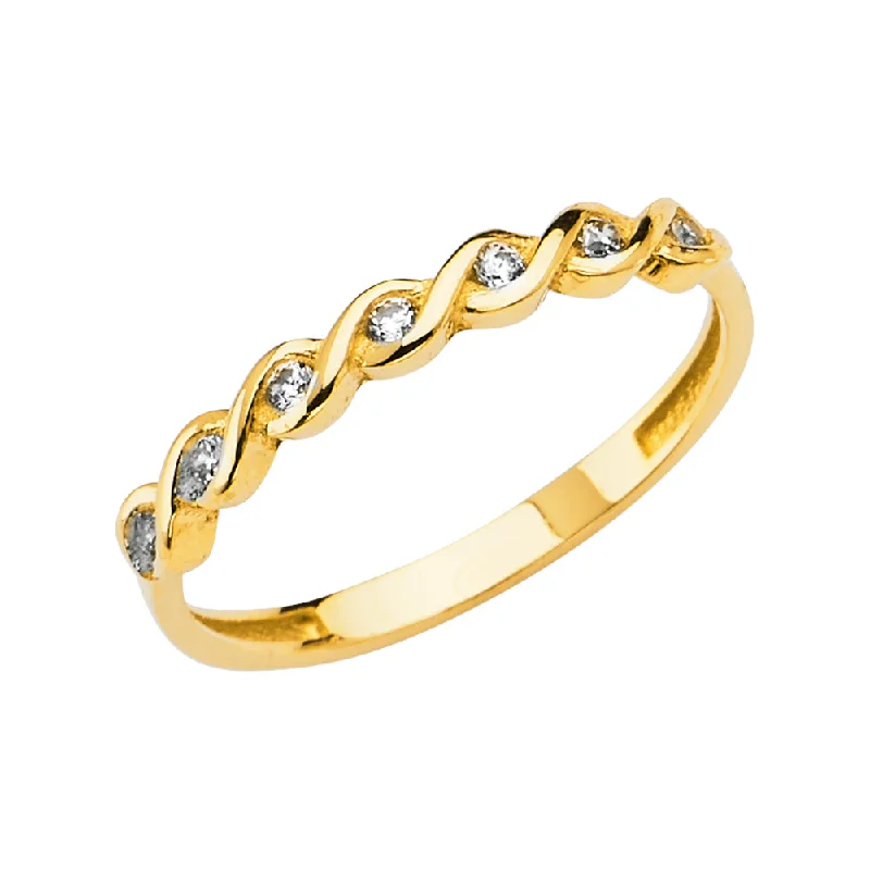 Women’s cushion cut rings-14K Solid Gold CZ Braided Women's Ring