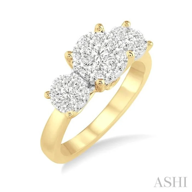 Women’s split band engagement rings-3/4 Ctw Lovebright Round Cut Diamond Ring in 14K Yellow and White Gold