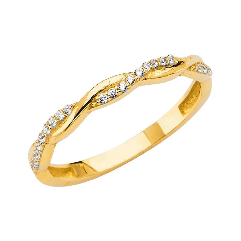 Women’s princess cut rings-14K Solid Gold CZ M-Pave Braided Women's Ring